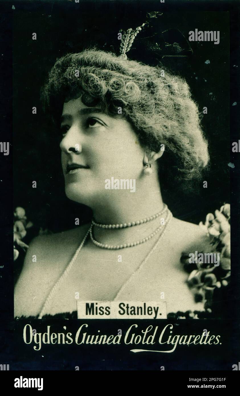 Porträt von Miss Stanley - Vintage-Zigarettenkarte, viktorianische Ära Stockfoto