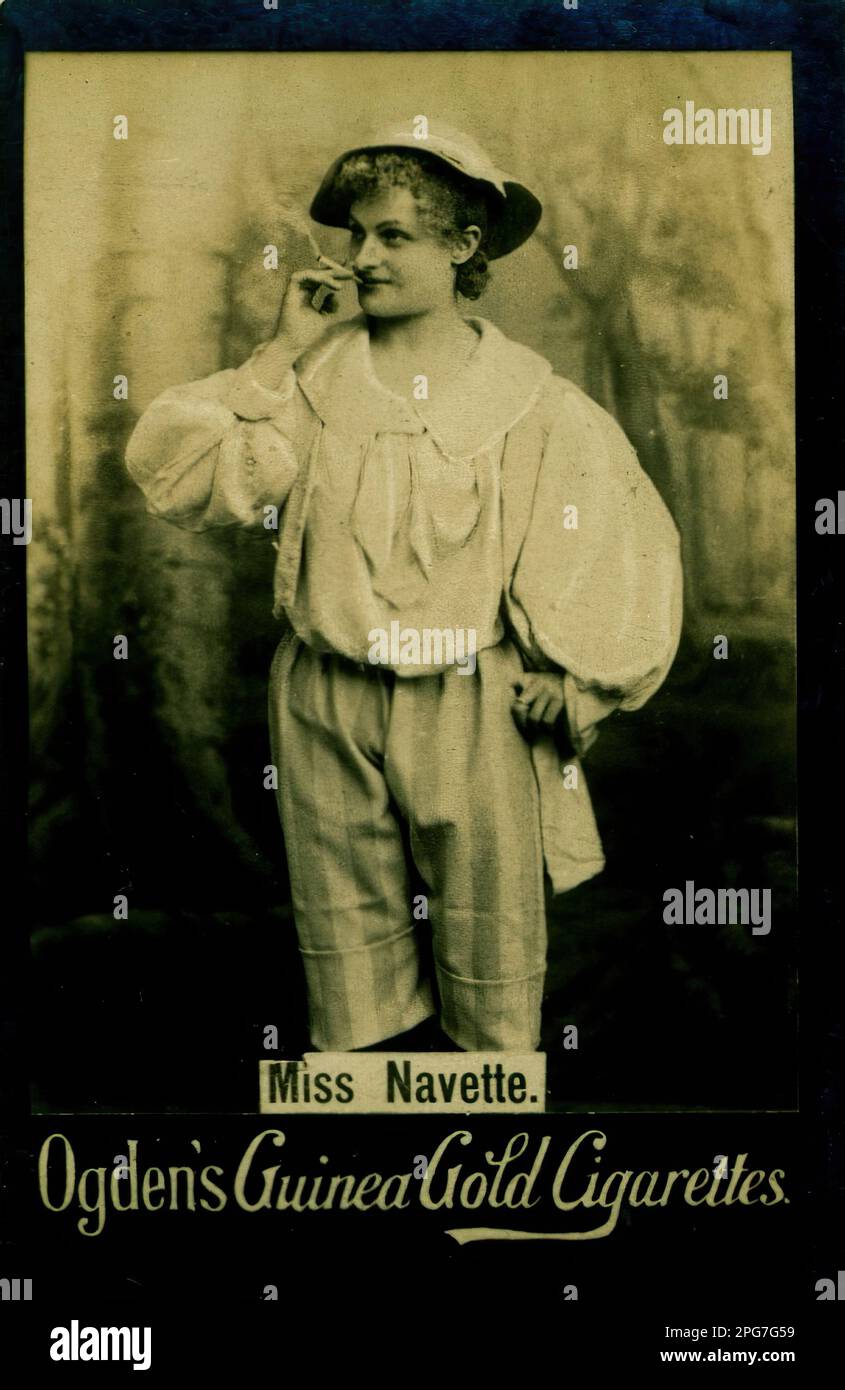Porträt von Miss Navette - Vintage-Zigarettenkarte, viktorianische Ära Stockfoto
