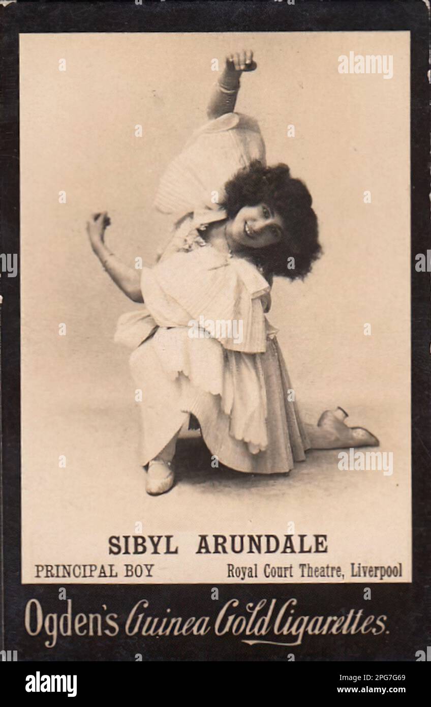 Porträt von Sibyl Arundale - Oldtimer-Zigarettenkarte aus der viktorianischen Epoche Stockfoto