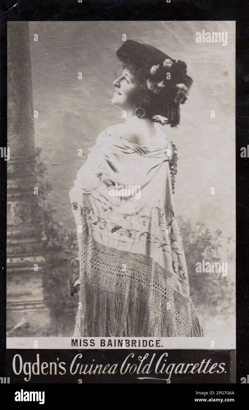 Porträt von Miss Bainbridge - Oldtimer-Zigarettenkarte aus der viktorianischen Ära Stockfoto