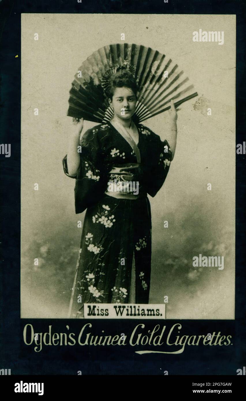 Porträt von Miss Williams - Vintage-Zigarettenkarte, viktorianische Ära Stockfoto