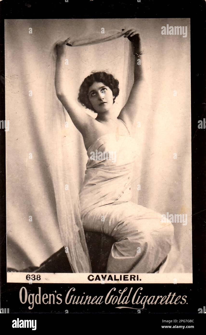 Porträt der Schauspielerin Cavalieri - Vintage Cigarette Card, Viktorianisches Zeitalter Stockfoto