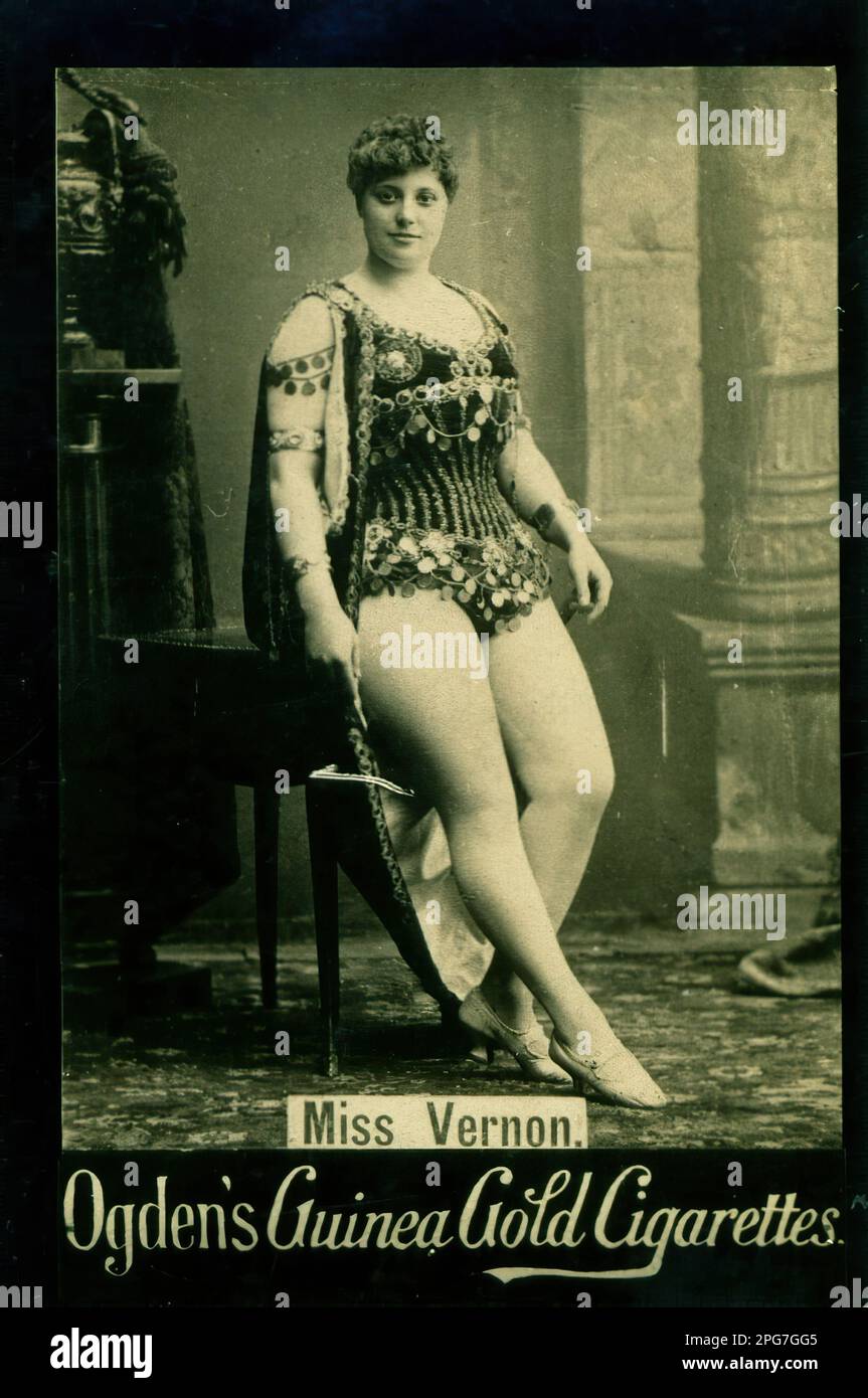Porträt von Miss Vernon - Vintage-Zigarettenkarte, viktorianische Ära Stockfoto