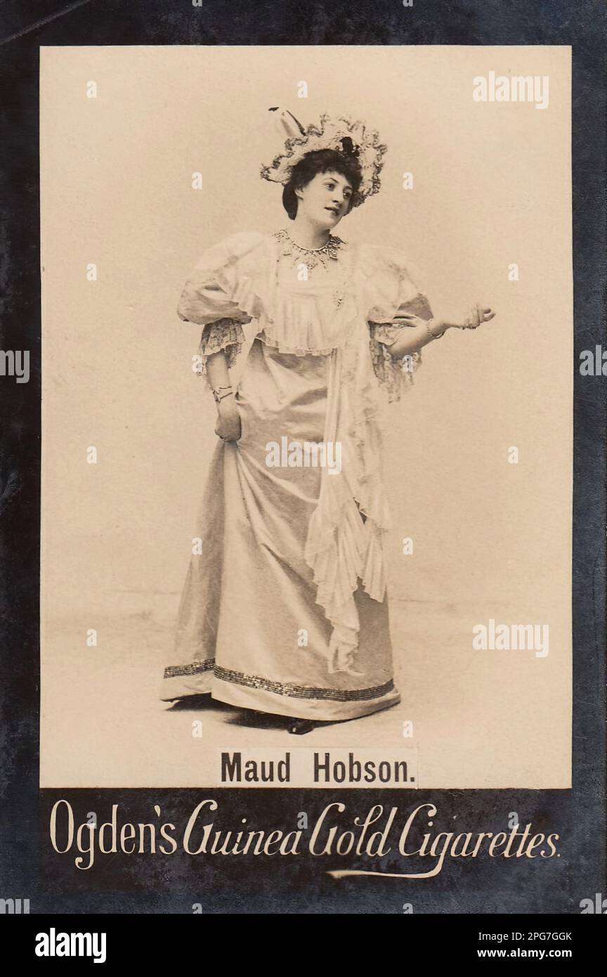 Porträt von Maud Hobson - Oldtimer-Zigarettenkarte aus der viktorianischen Epoche Stockfoto