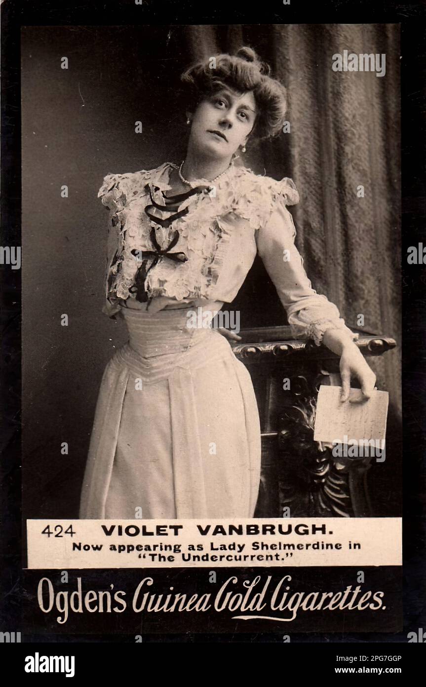 Porträt von Violet Vanbrugh - Oldtimer-Zigarettenkarte aus der viktorianischen Epoche Stockfoto
