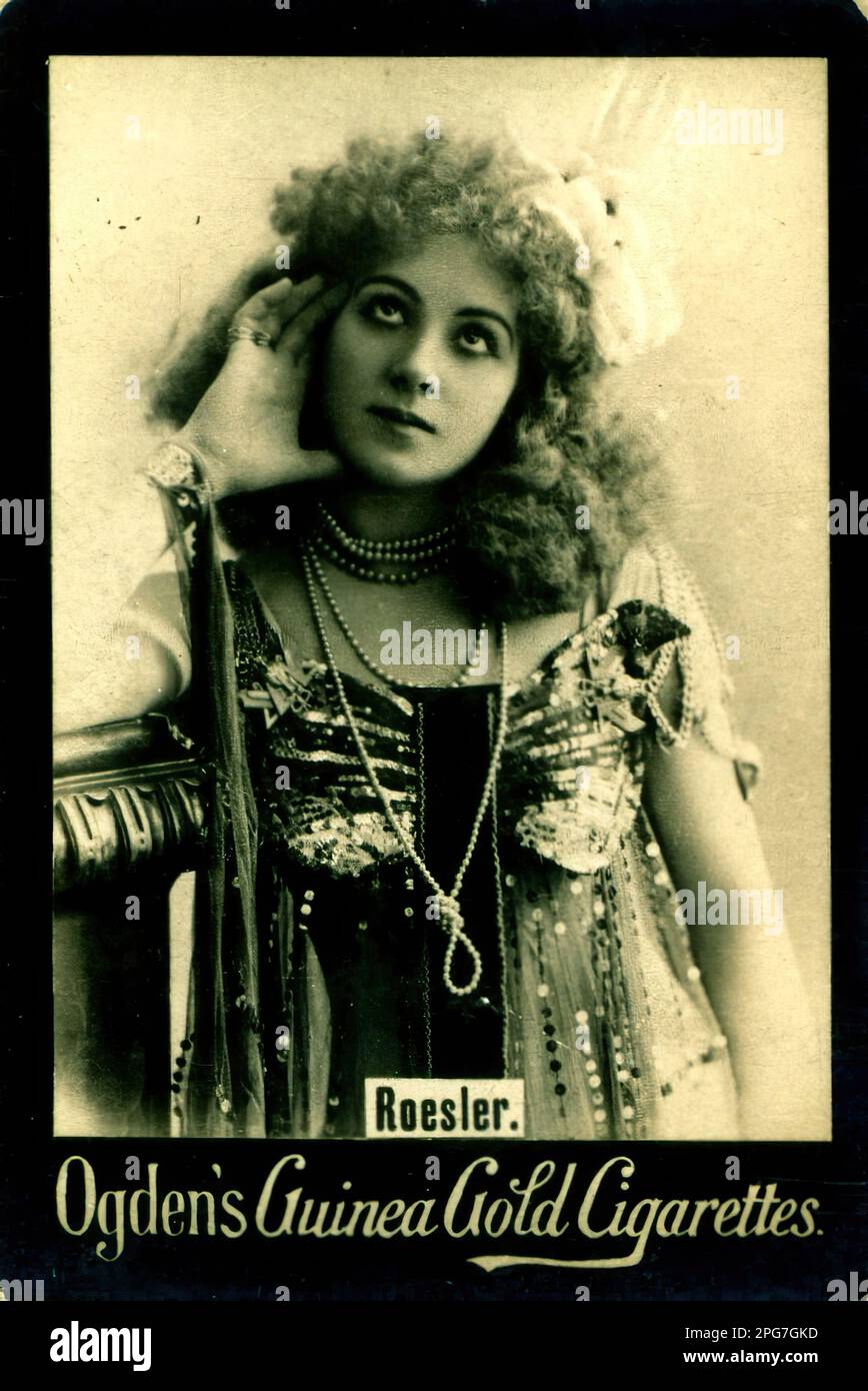 Porträt der Schauspielerin Roesler - Vintage Cigarette Card, Viktorianisches Zeitalter Stockfoto