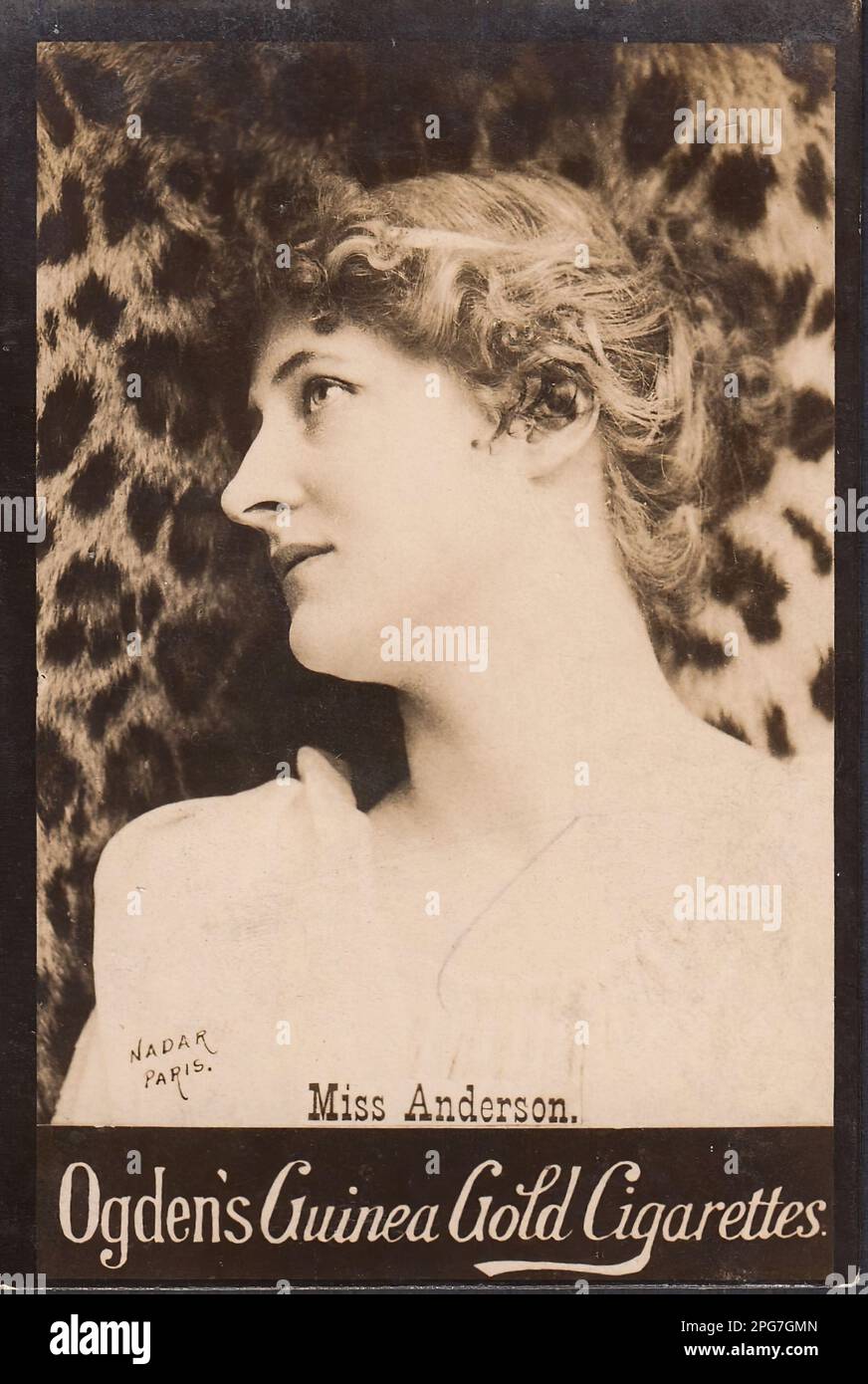 Porträt von Miss Anderson - Vintage Cigarette Card, Victorian Epoche Stockfoto