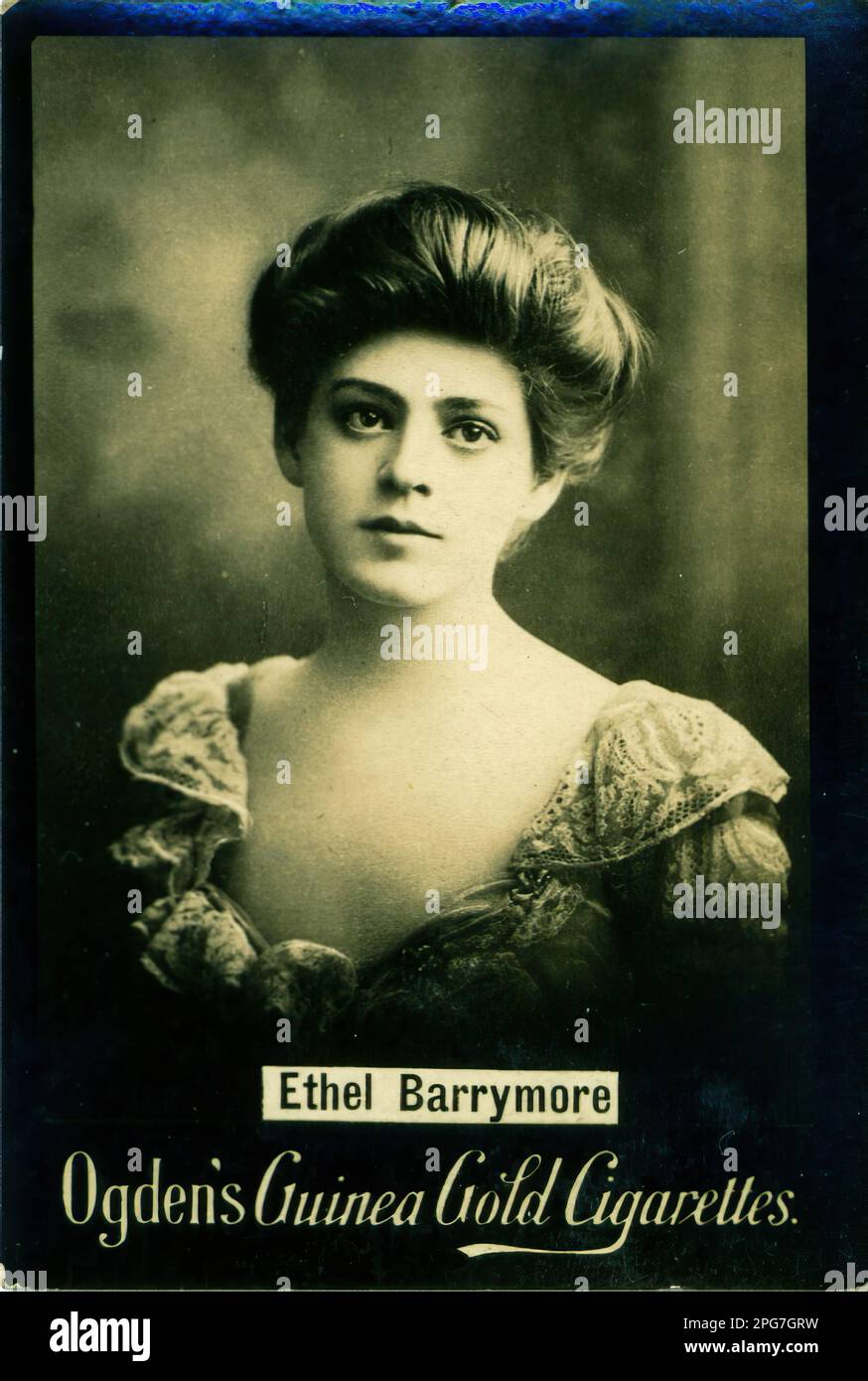 Porträt der Schauspielerin Ethel Barrymore - Vintage Cigarette Card, Viktorianisches Zeitalter Stockfoto
