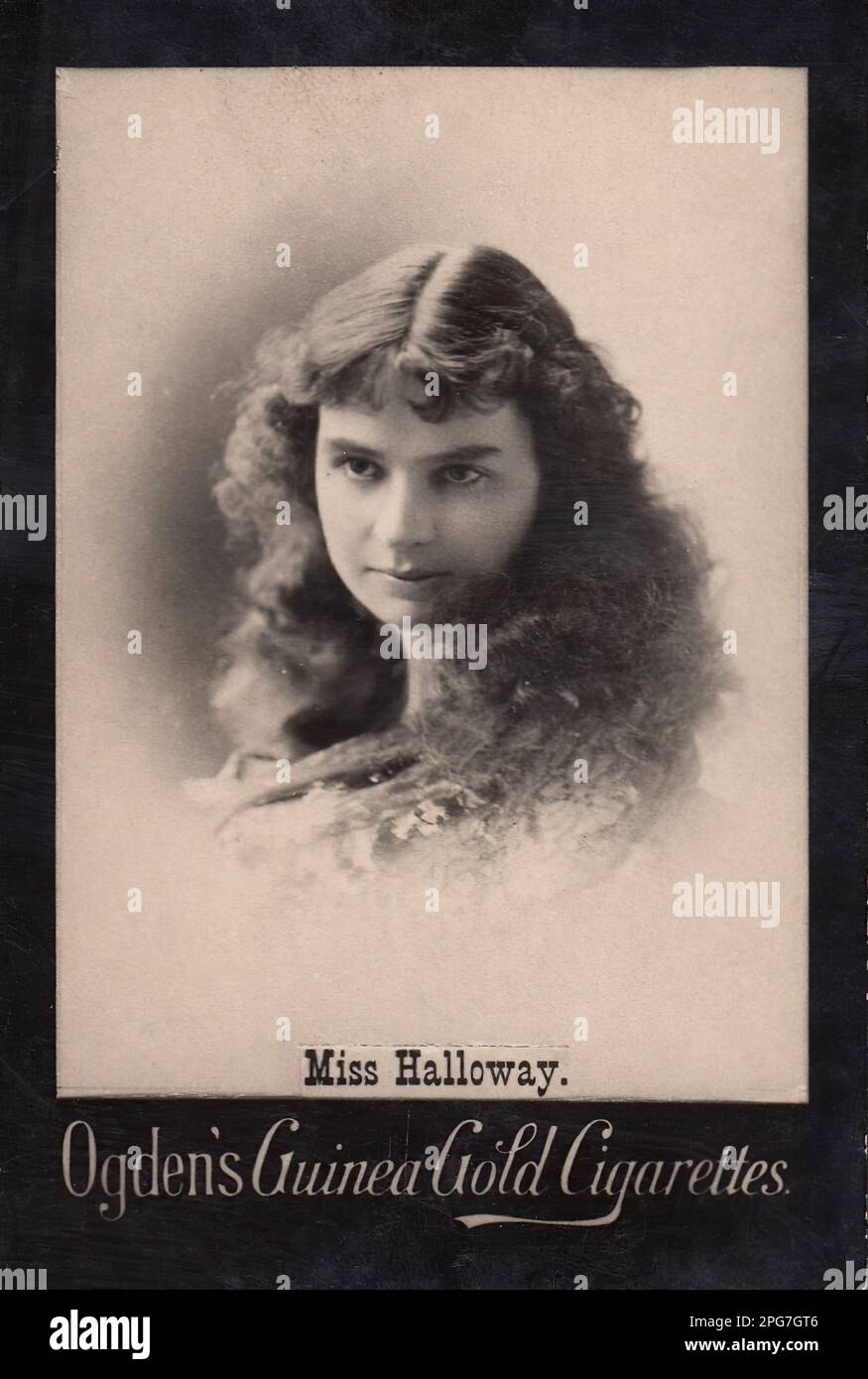 Porträt von Miss Halloway - Vintage-Zigarettenkarte aus der viktorianischen Ära Stockfoto