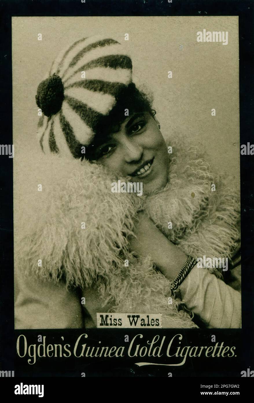 Porträt von Miss Wales - Vintage-Zigarettenkarte, viktorianische Ära Stockfoto