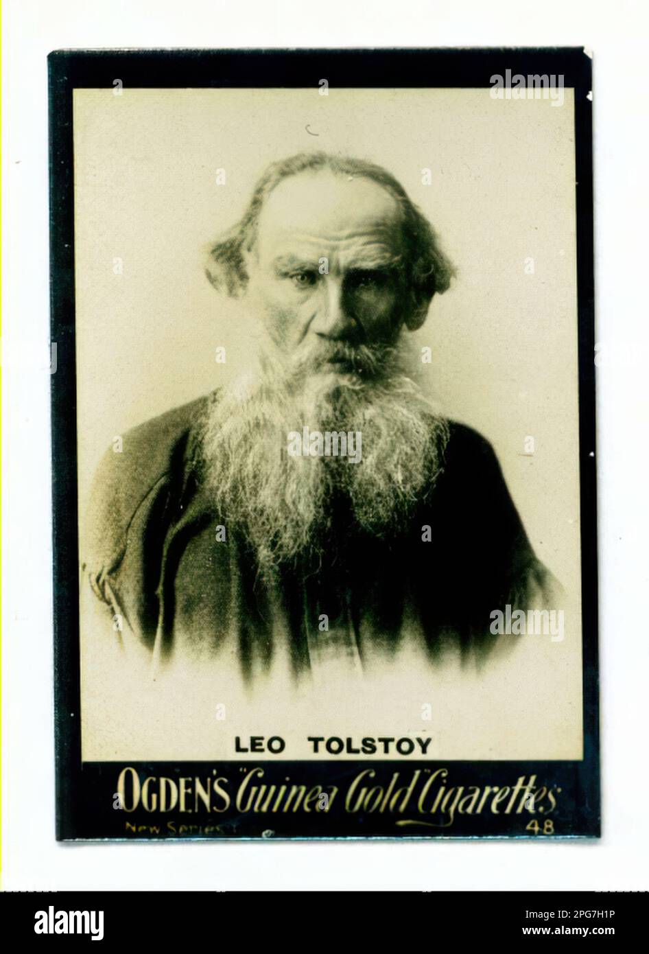 Porträt von Leo Tolstoi - Oldtimer-Zigarettenkarte aus der viktorianischen Epoche Stockfoto