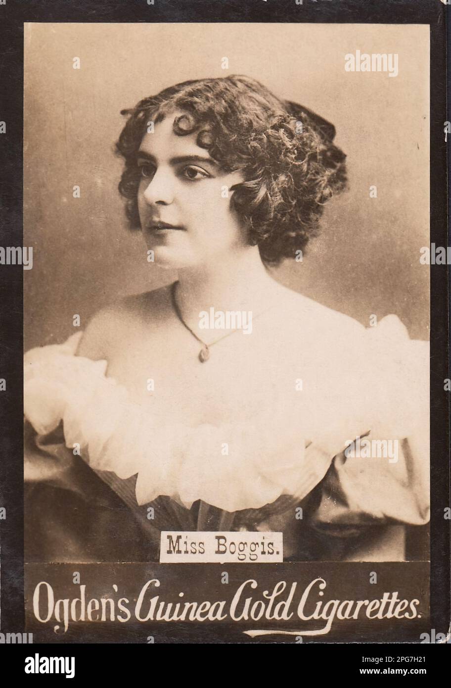 Porträt von Miss Boggis - Oldtimer-Zigarettenkarte aus der viktorianischen Ära Stockfoto