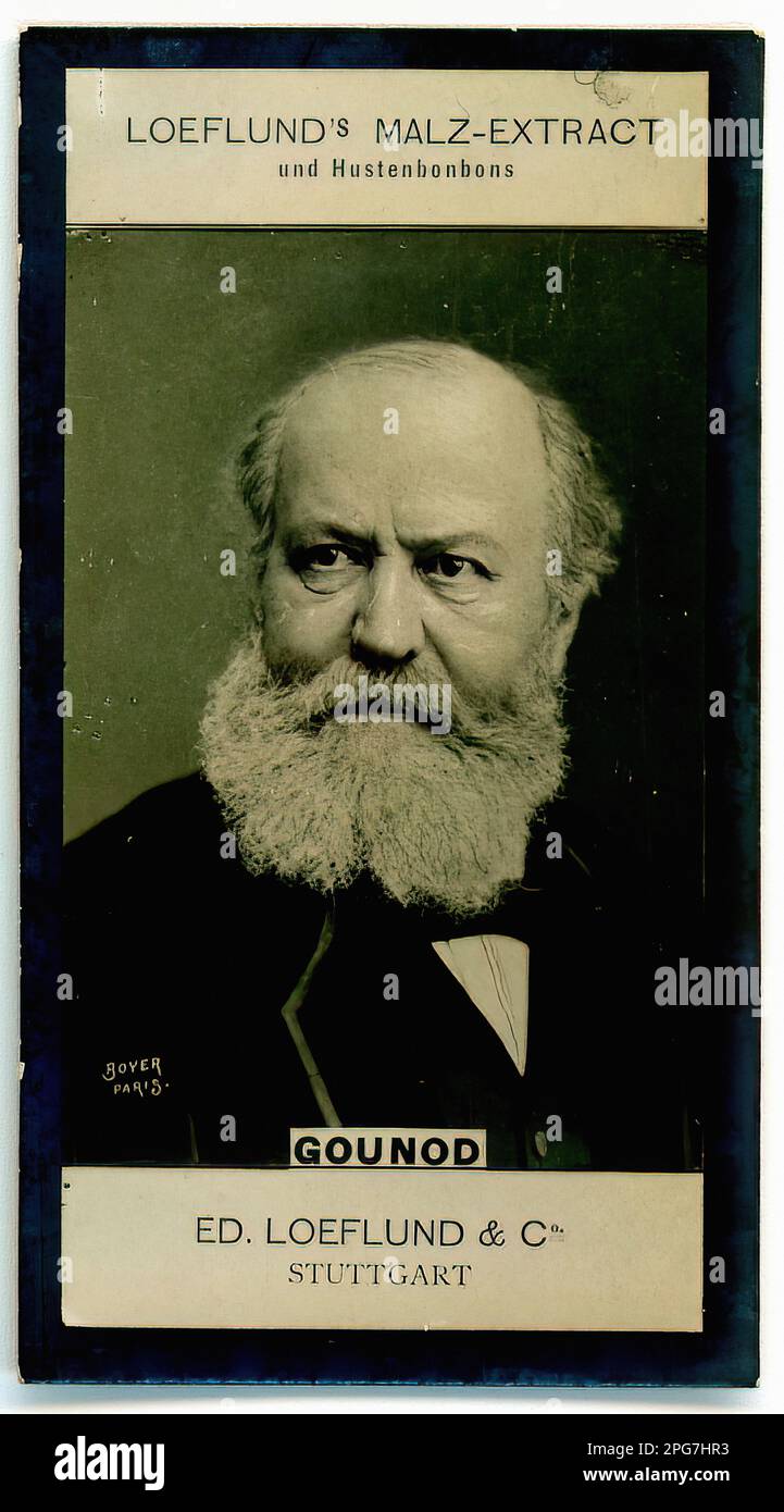 Porträt von Charles Gounod - Oldtimer Deutscher Tradecard Stockfoto