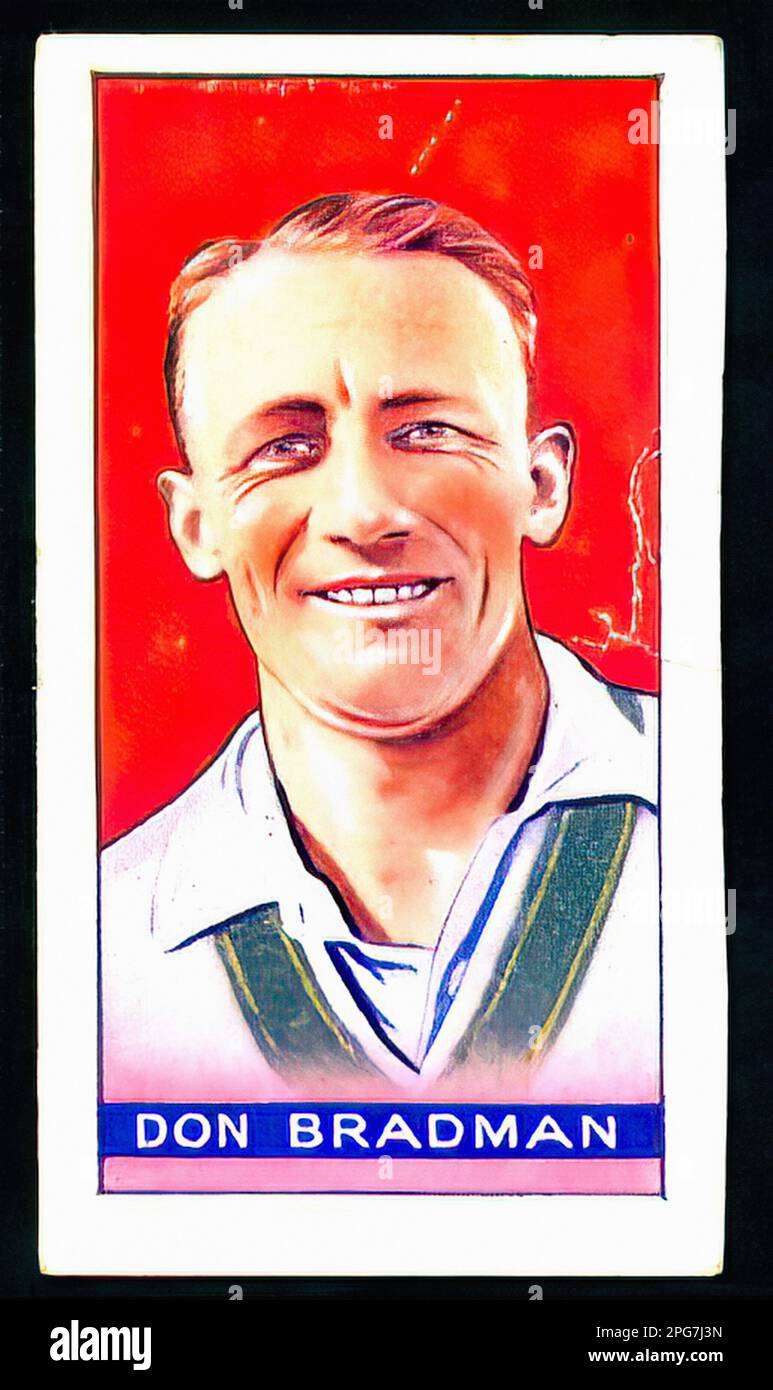 Porträt des Cricketers Don Bradman - Vintage Tradecard Stockfoto