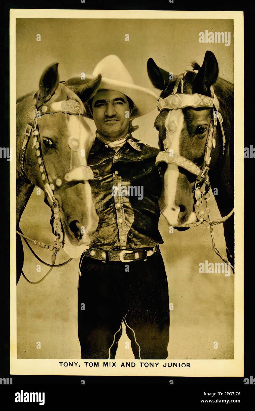 Porträt von Tom Mix - Vintage Tradecard Stockfoto