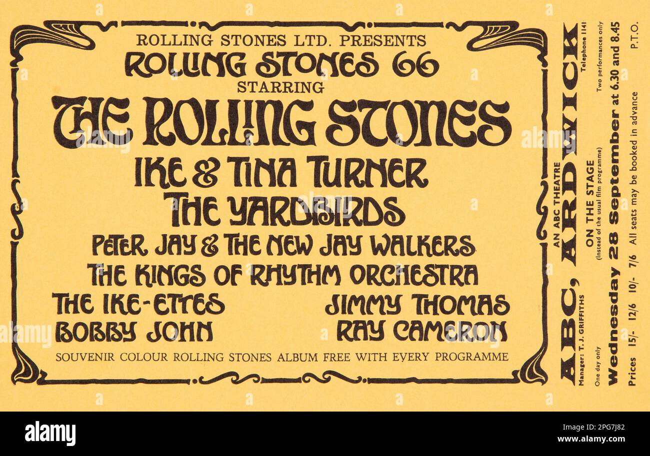 Rolling Stones Flyer Ike und Tina Turner Yardbirds Meisterleistung