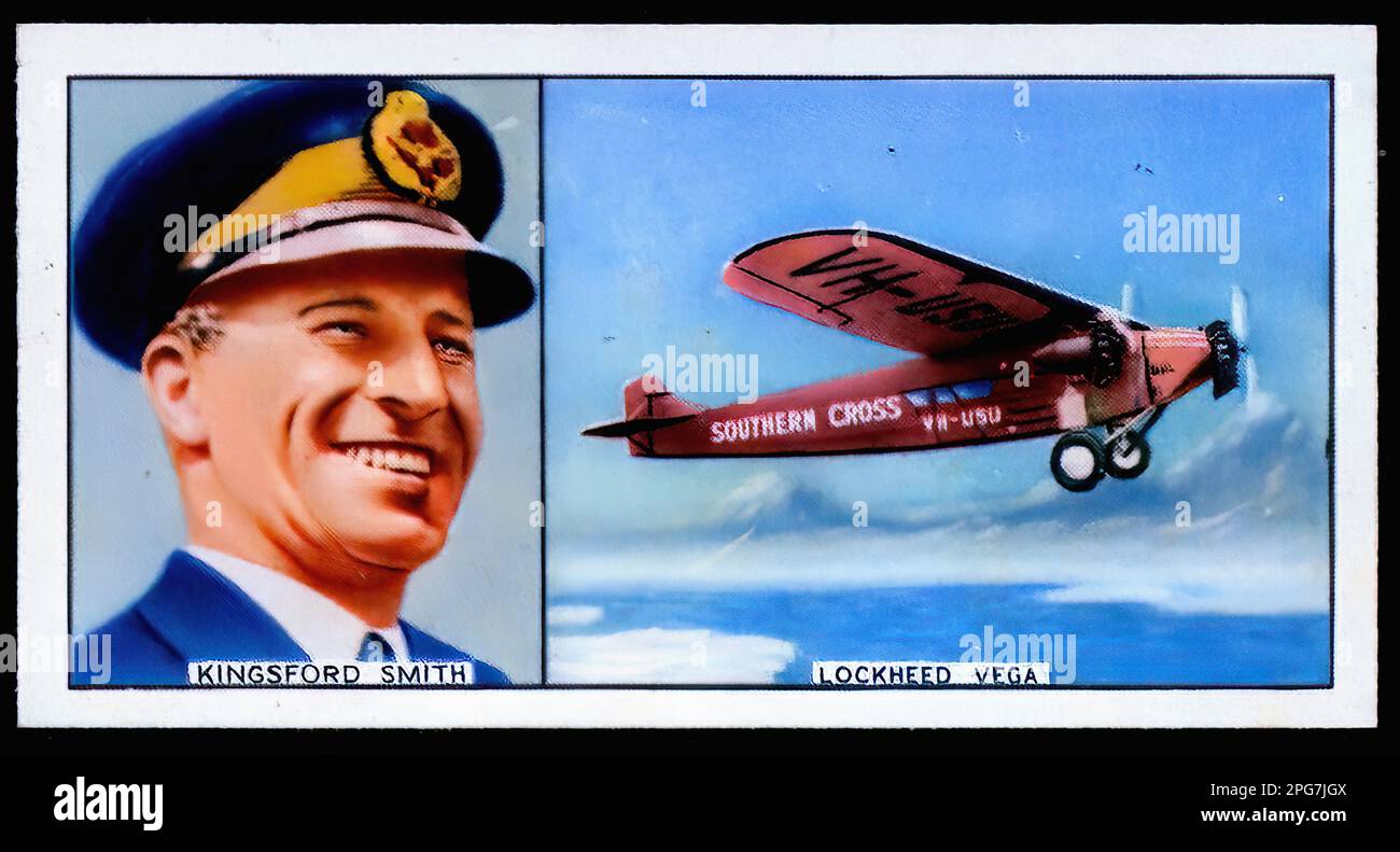 Porträt von Sir Charles Kingsford-Smith - Oldtimer-Zigarettenkarte Stockfoto