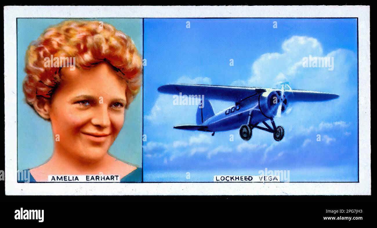 Porträt von Amelia Earhart - alte Zigarettenkarte Stockfoto