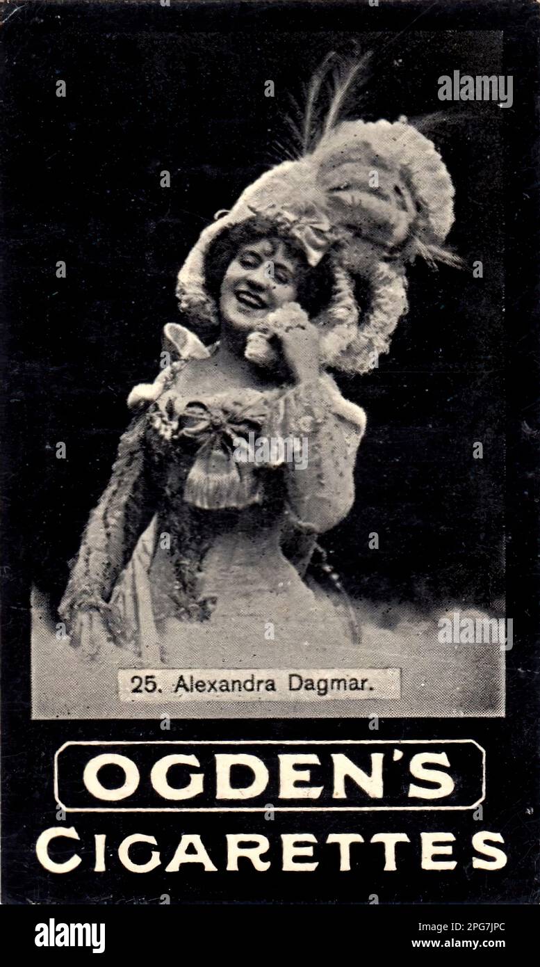 Porträt von Alexandra Dagmar - Oldtimer-Zigarettenkarte aus der viktorianischen Epoche Stockfoto