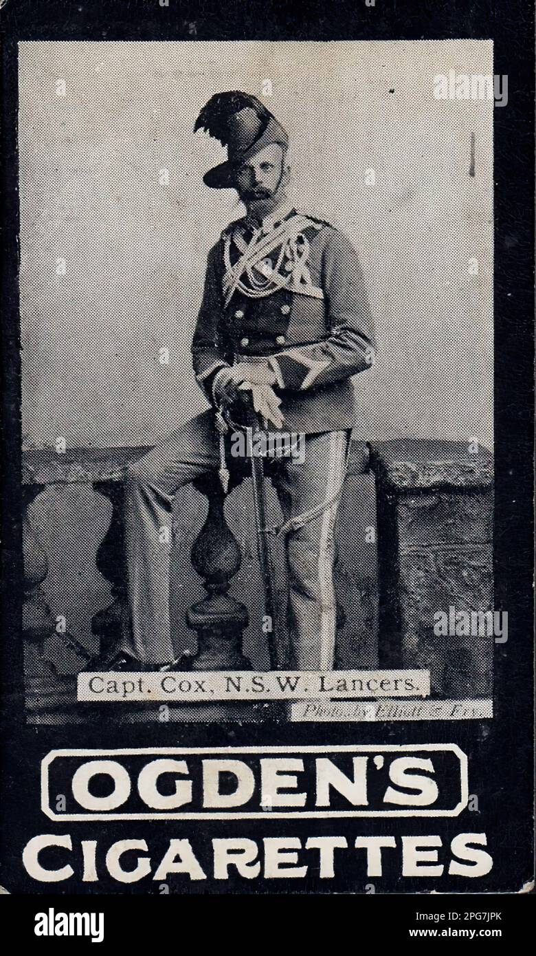 Portrait von Captain Cox - Oldtimer-Zigarettenkarte, viktorianische Ära Stockfoto