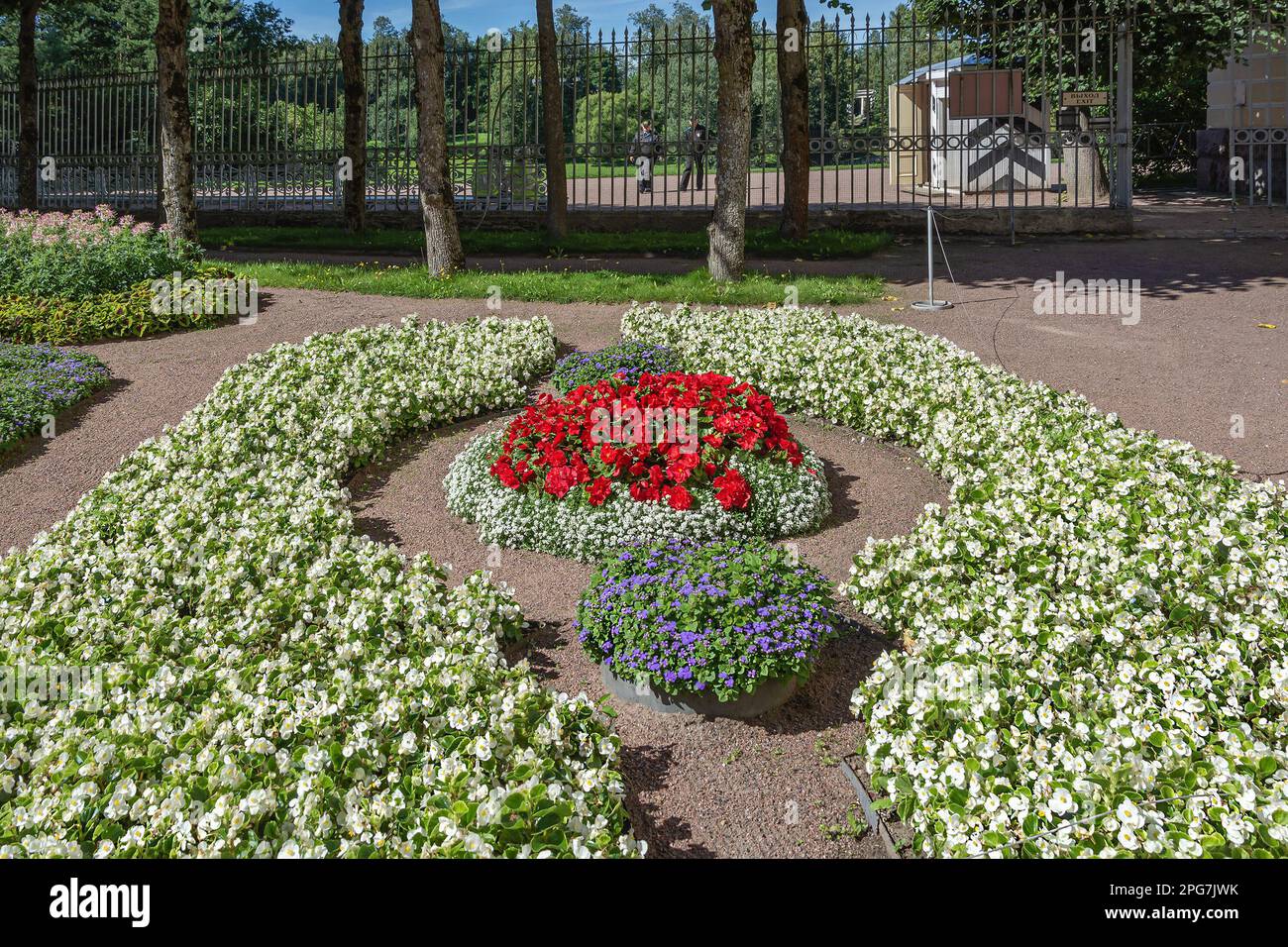 Sankt Petersburg, Pawlowsk, der Garten der Kaiserin Maria, Blumenbeet Stockfoto