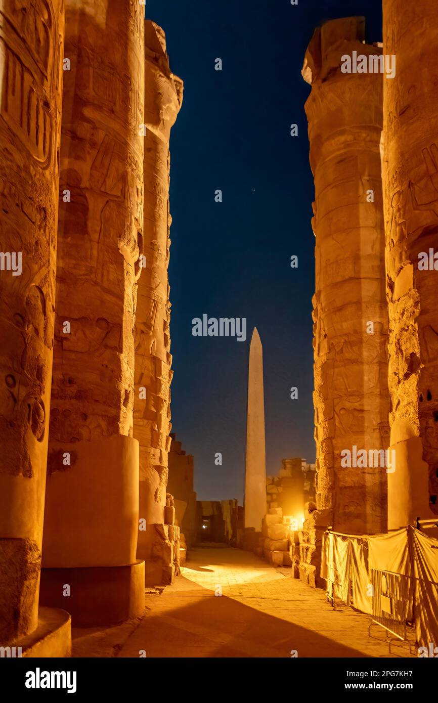 Lichtshow im Karnak Tempel, Luxor, Ägypten Stockfoto