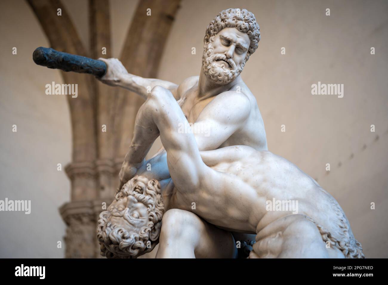 Hercules und Nessus (1599) von Giambologna in der Loggia della Signoria in Florenz, Italien. Stockfoto