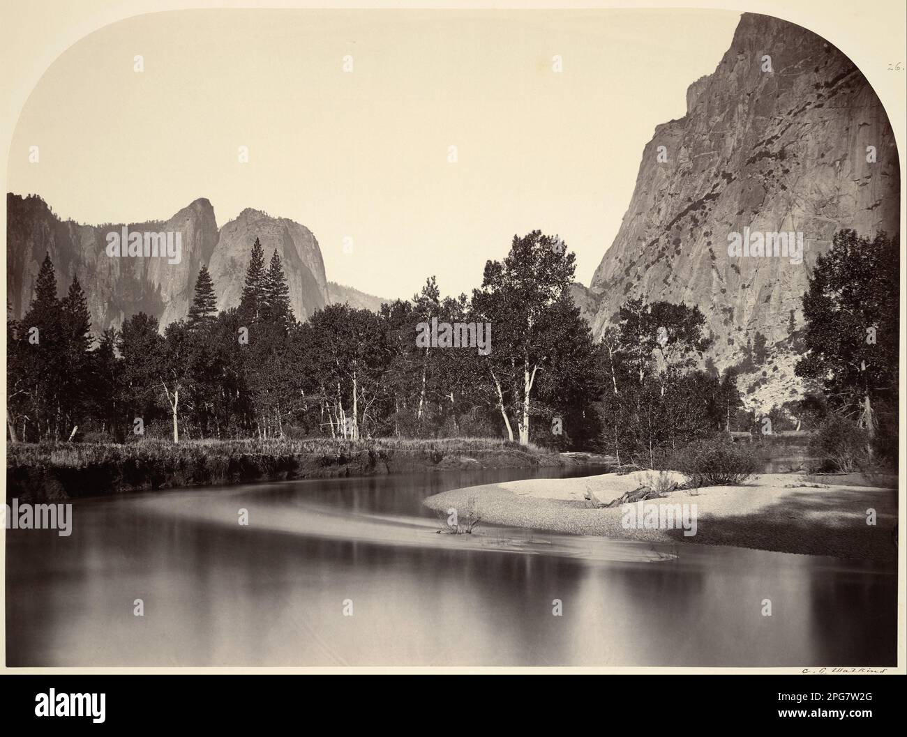 Blick von Camp Grove, Yosemite 1861 von Carleton E. Watkins Stockfoto