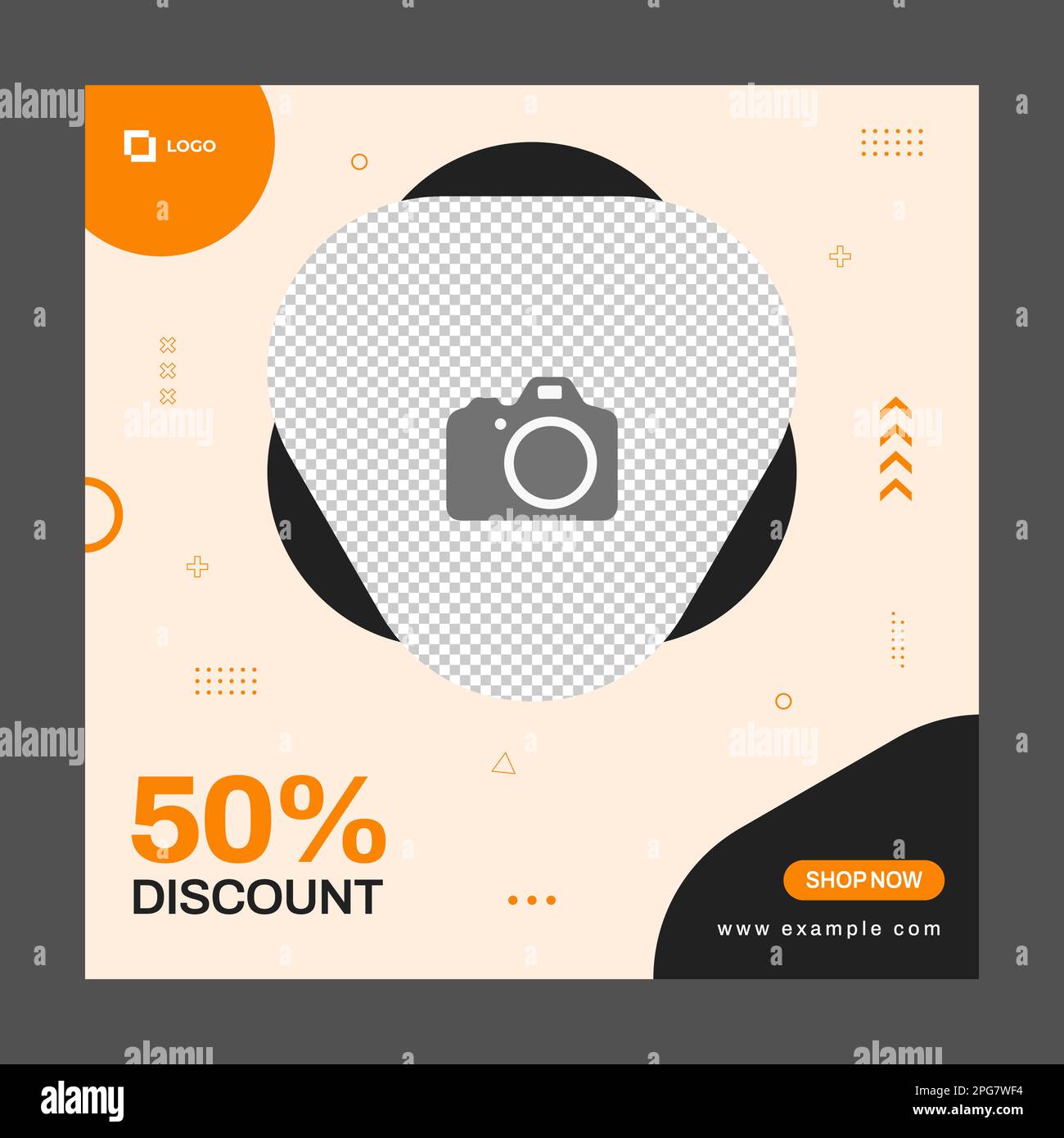 Abstrakte quadratische Vorlage. Geeignet für Posts in sozialen Medien, mobile Apps, Bannerdesign und Webanzeigen. Vector Modehintergrund Stock Vektor