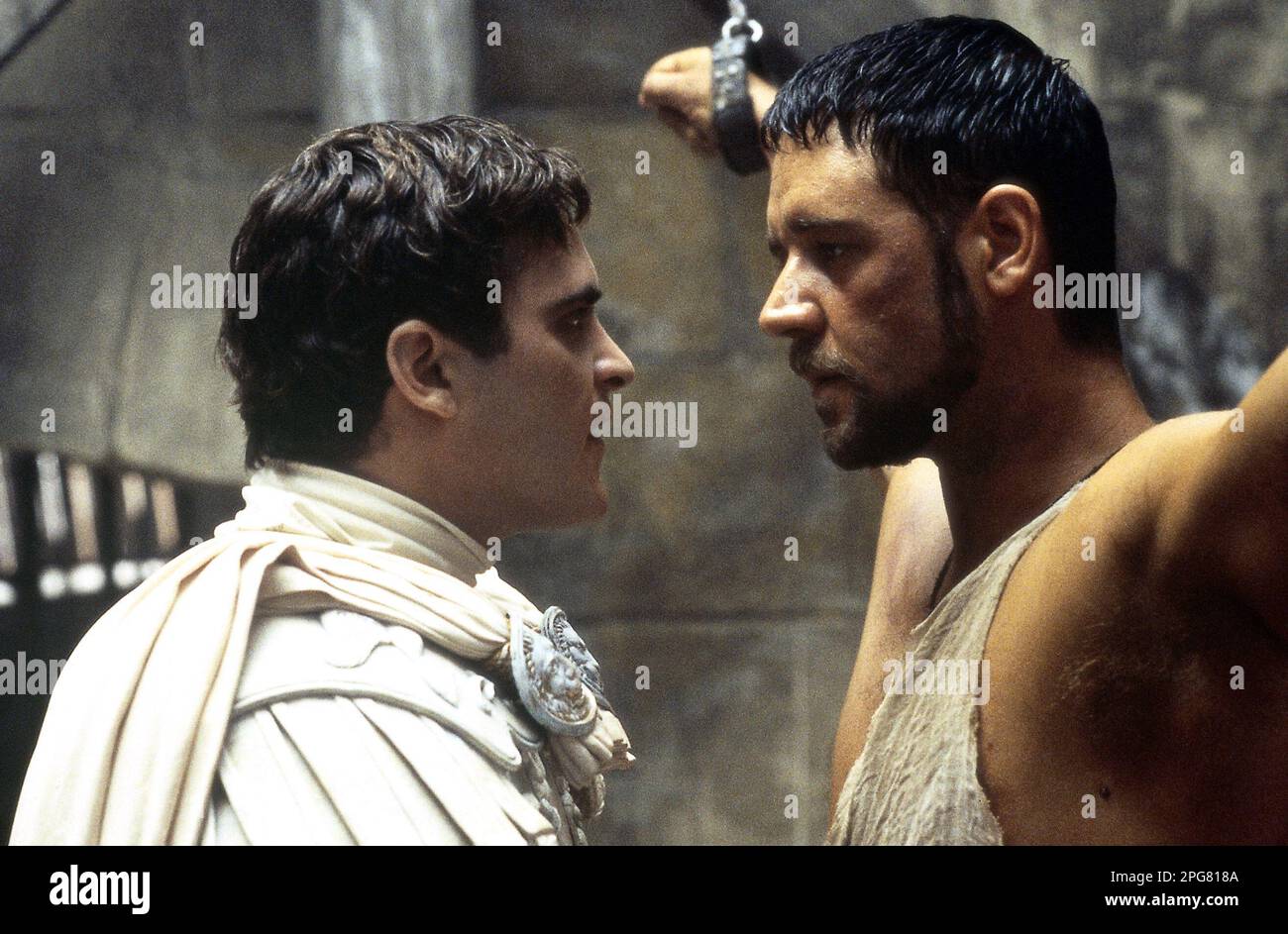 Gladiator Joaquin Phoenix & Russell Crowe Stockfoto