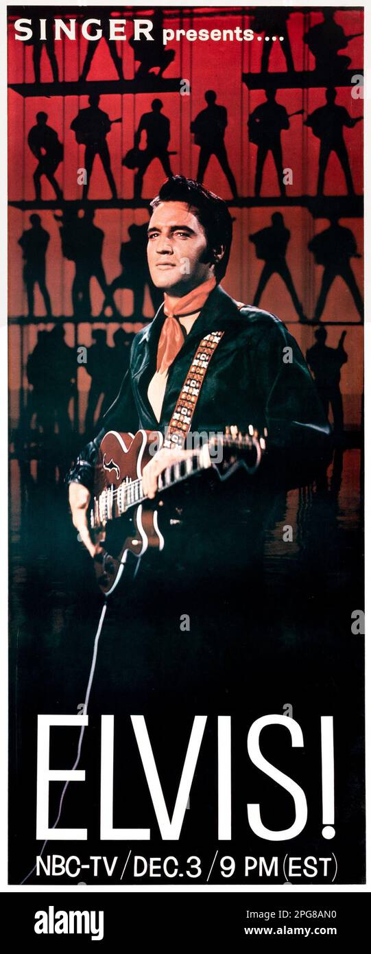 Werbung für Sänger – Elvis Presley 1968 NBC-TV „Comeback Special“-Aktionsposter Stockfoto