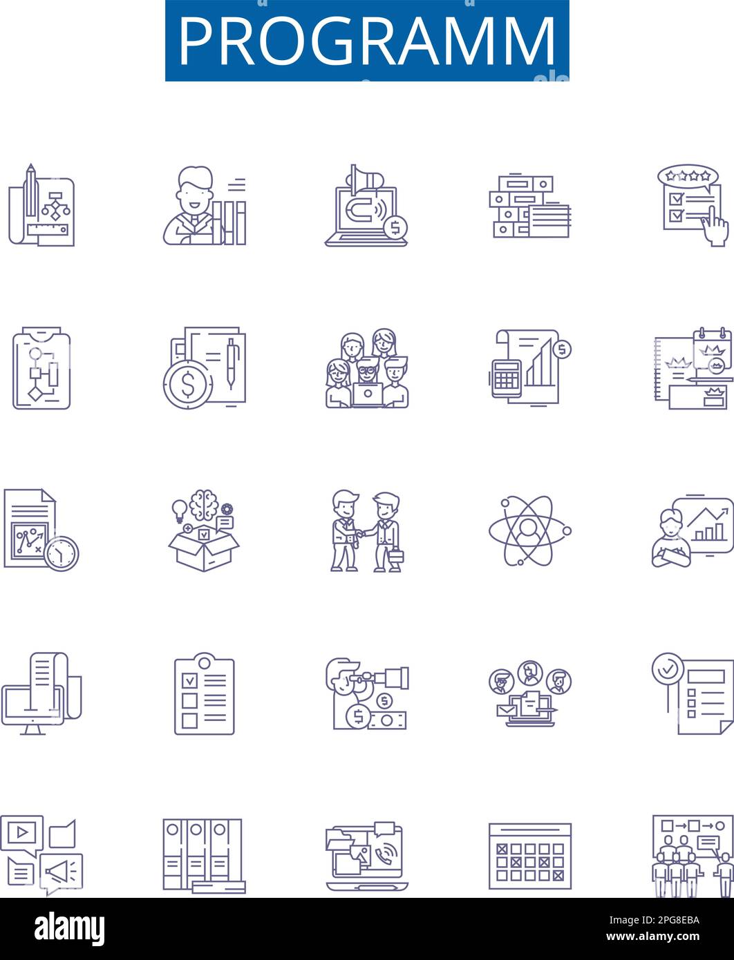 Symbole der Programmzeile Zeichen eingestellt. Designsammlung von Programm, Programmierung, Software, Routine, Algorithmus, Logik, Syntax, Compiler Outline Concept Vector Stock Vektor