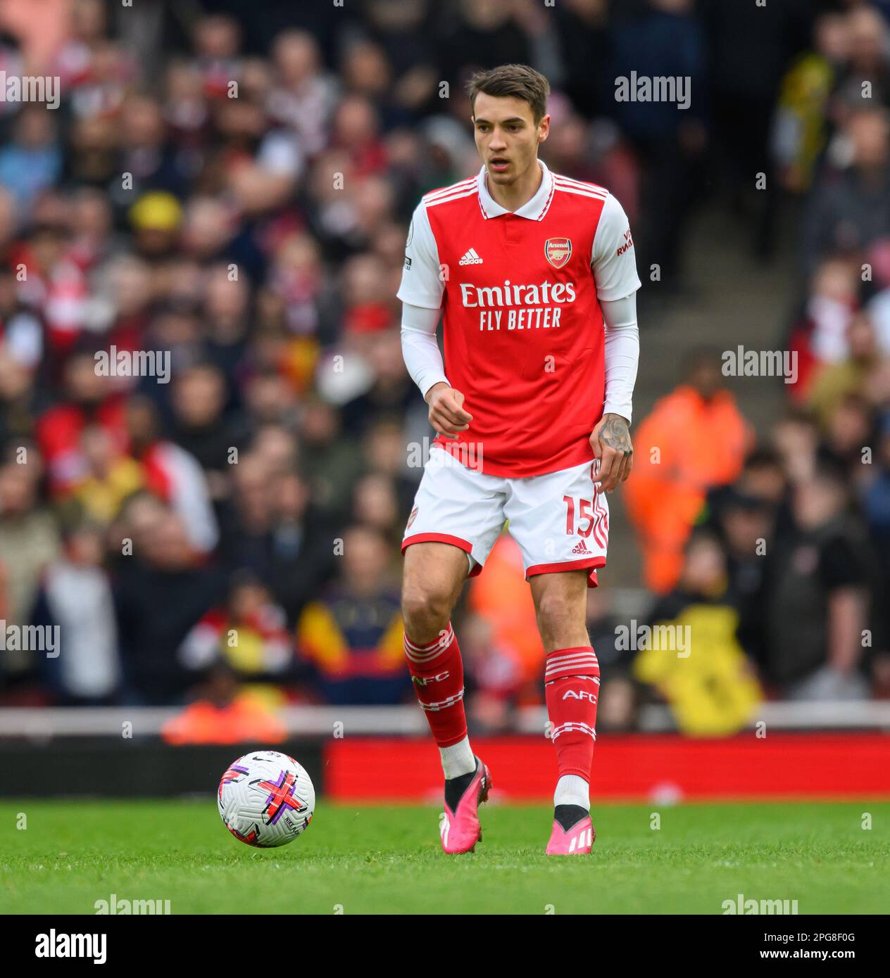 London, Großbritannien. 19. März 2023. 19. März 2023 - Arsenal/Crystal Palace - Premier League - Emirates Stadium Arsenals Jakub Kiwior während des Premier League-Spiels im Emirates Stadium, London. Bildkredit: Mark Pain/Alamy Live News Stockfoto