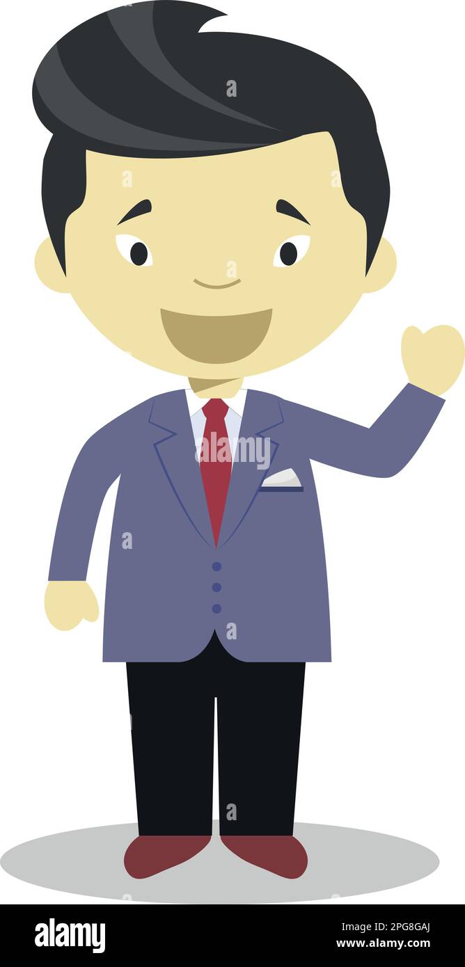 Orientalischer Bräutigam trägt einen Anzug im Cartoon-Stil Vector Illustration Stock Vektor