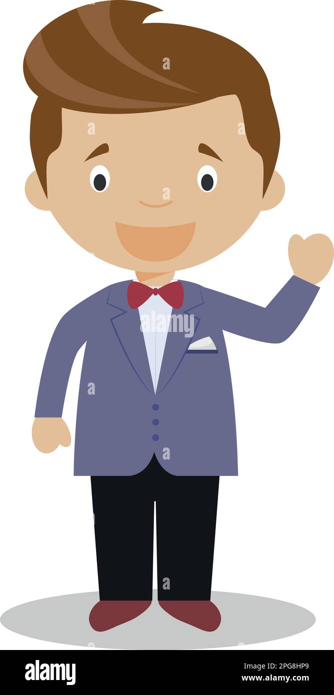 Mestizo-Bräutigam trägt einen Anzug im Cartoon-Stil Vector-Illustration Stock Vektor