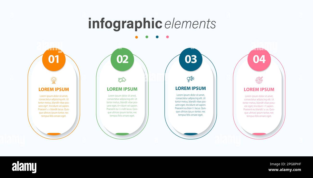 Vector Infographic Label Design-Vorlage mit Symbolen und 4 Optionen oder Schritten. Kann für Prozessdiagramme, Präsentationen, Workflow-Layout und Banner verwendet werden. Stock Vektor