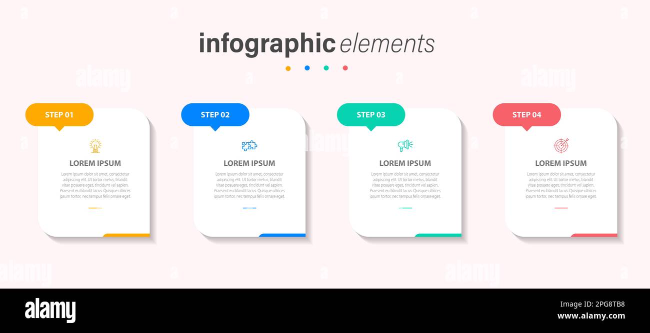 Vector Infographic Label Design-Vorlage mit Symbolen und 4 Optionen oder Schritten. Kann für Prozessdiagramme, Präsentationen, Workflow-Layout und Banner verwendet werden. Stock Vektor