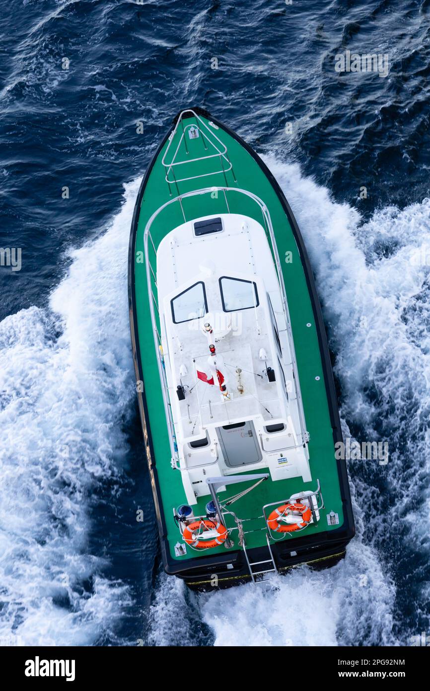 Seaward N-35 Nelson, Pilot-Schiff, registriert im britischen Überseegebiet Gibraltar, Felsen von Gibraltar auf der iberischen Halbinsel. Angezeigt fr Stockfoto