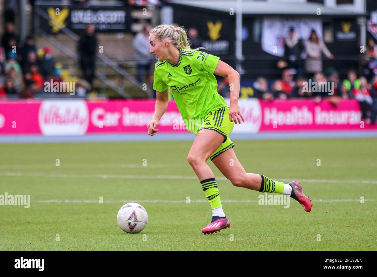 Manchester United Defender Millie Turner (21) während des Viertelfinalspiels Lewes FC Women gegen Manchester United Women FA Cup am 19. März 2023 im Dripping Pan, Lewes, Sussex, Großbritannien Stockfoto