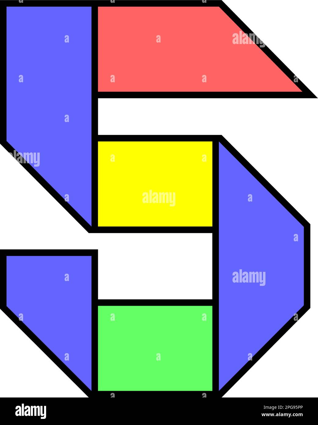 Schriftzeichen aus farbigem Papier gefaltet, Zahl in mehrfarbigem Band, Vektorabbildung 10EPS Stock Vektor