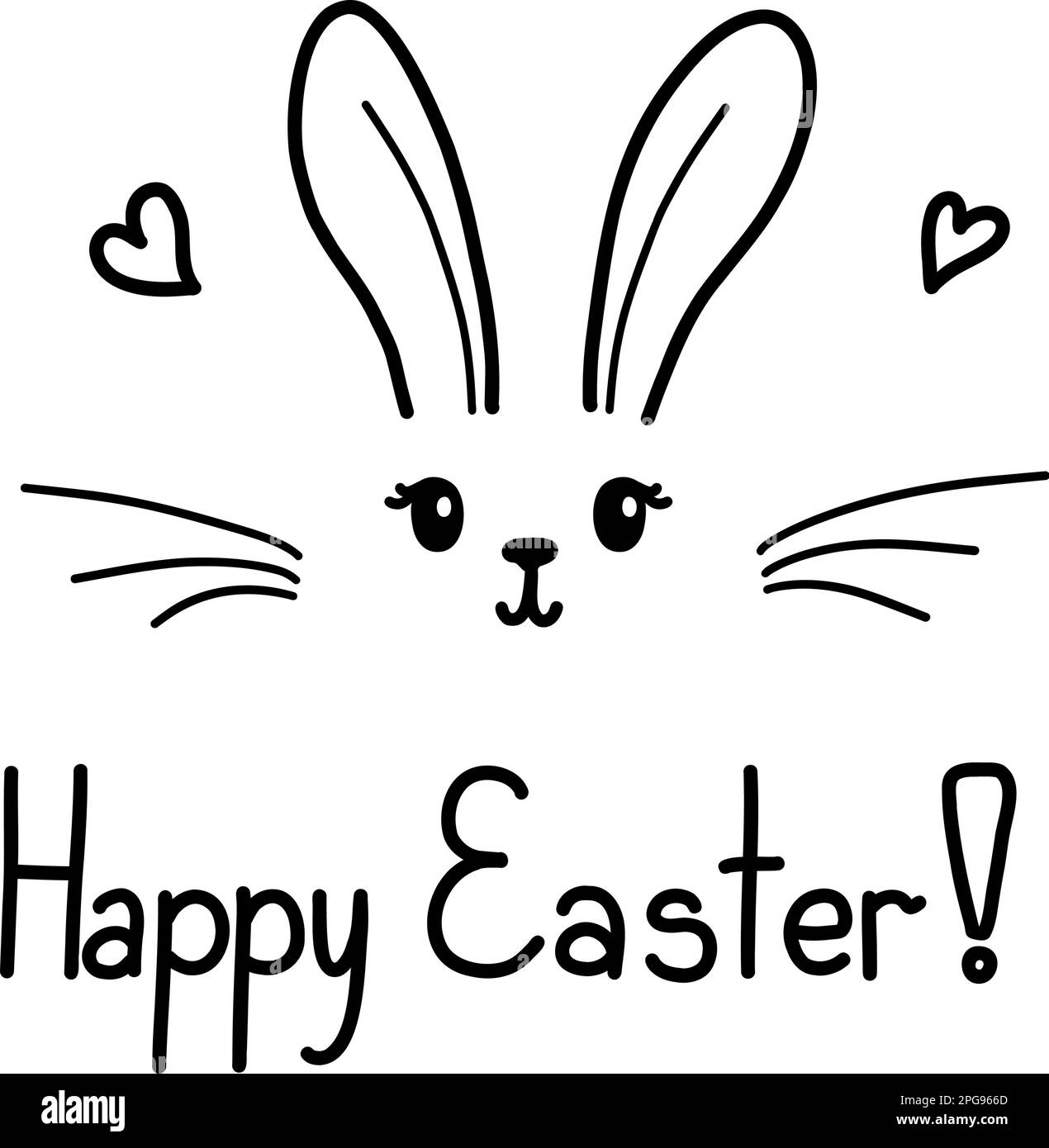 Süßes Osterhasen-Vektorbild, handgezeichneter Kinderhasen. Grußkarte Happy Easter isoliert auf weißem Hintergrund. Stock Vektor