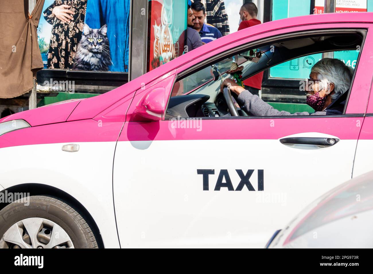 Mexiko-Stadt, Taxi Taxis Taxifahrer Taxifahrer, Männer Männer, Erwachsene, Einwohner, Senioren, Rentner Pension Stockfoto