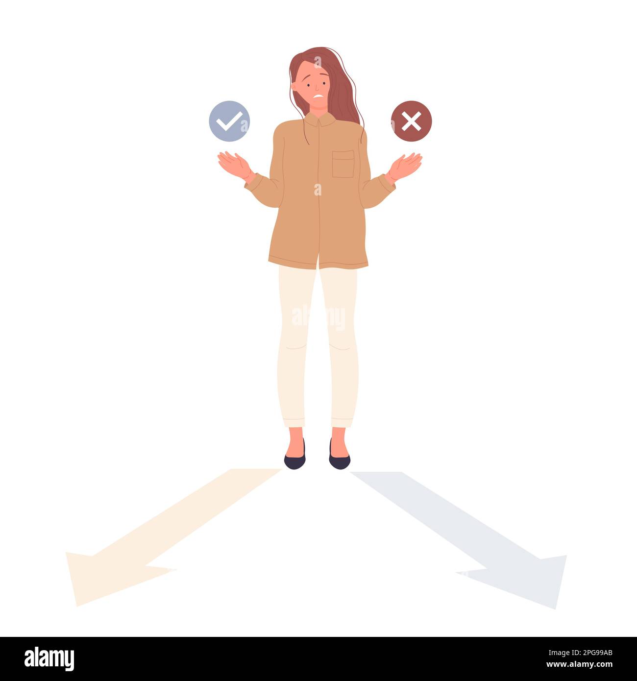 Psychologie ist die richtige Wahl. Entscheidungsfindungs- und Lösungsberatungsvektordarstellung Stock Vektor