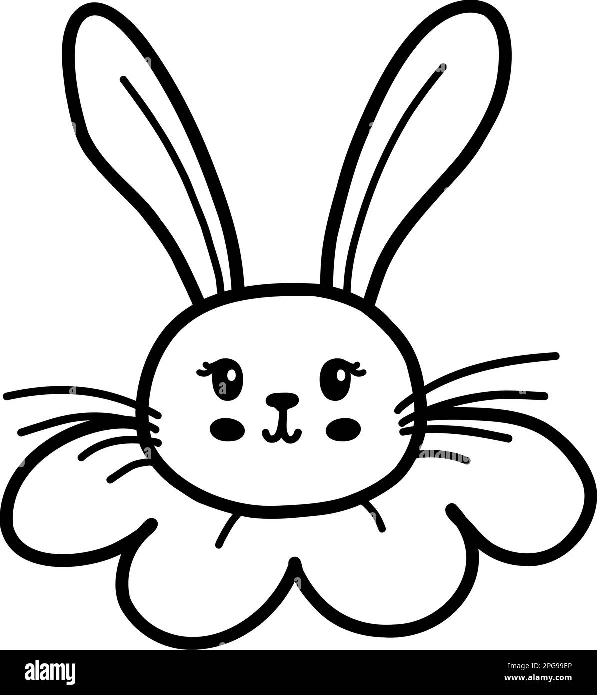 Süßes Osterhasen-Vektorbild, handgezeichneter Kinderhasen. Grußkarte Happy Easter isoliert auf weißem Hintergrund. Stock Vektor