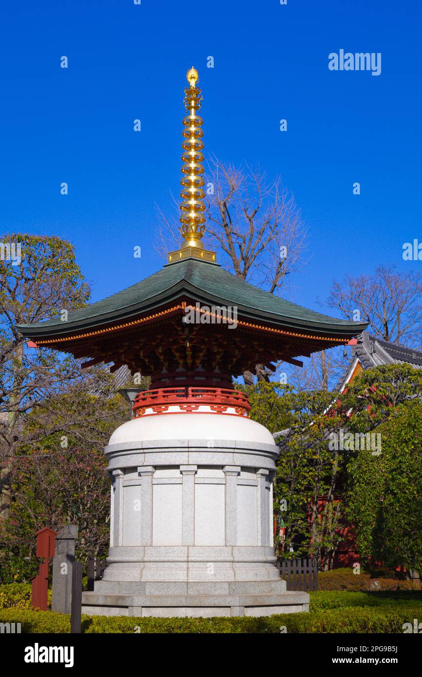 Japan, Tokio, Asakusa, Sensoji-Tempel, Sutra-Pagode, Stockfoto