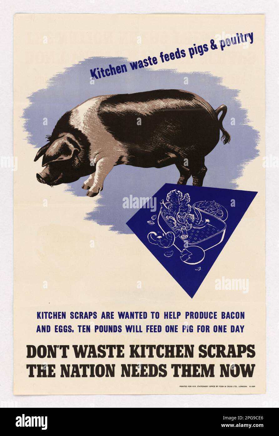 Verschwenden Sie keine Küchenabfälle die Nation braucht sie jetzt. Land: England Gedruckt Von: Fosh & Cross Ltd. 1942 - 1945. Büro für Notfallmanagement. Information des Kriegsamtes. Niederlassung Für Inlandsbetrieb. Büro für Sonderdienste. 3/9/1943-9/15/1945. Auslandsposter aus dem Zweiten Weltkrieg Stockfoto