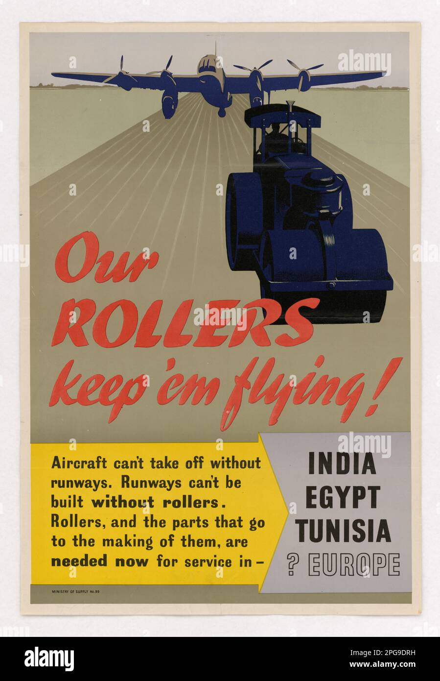 Unsere Rollen Lassen Sie Fliegen. Mitwirkender: Ministerium für Versorgung. 1942 - 1945. Büro für Notfallmanagement. Information des Kriegsamtes. Niederlassung Für Inlandsbetrieb. Büro für Sonderdienste. 3/9/1943-9/15/1945. Auslandsposter aus dem Zweiten Weltkrieg Stockfoto