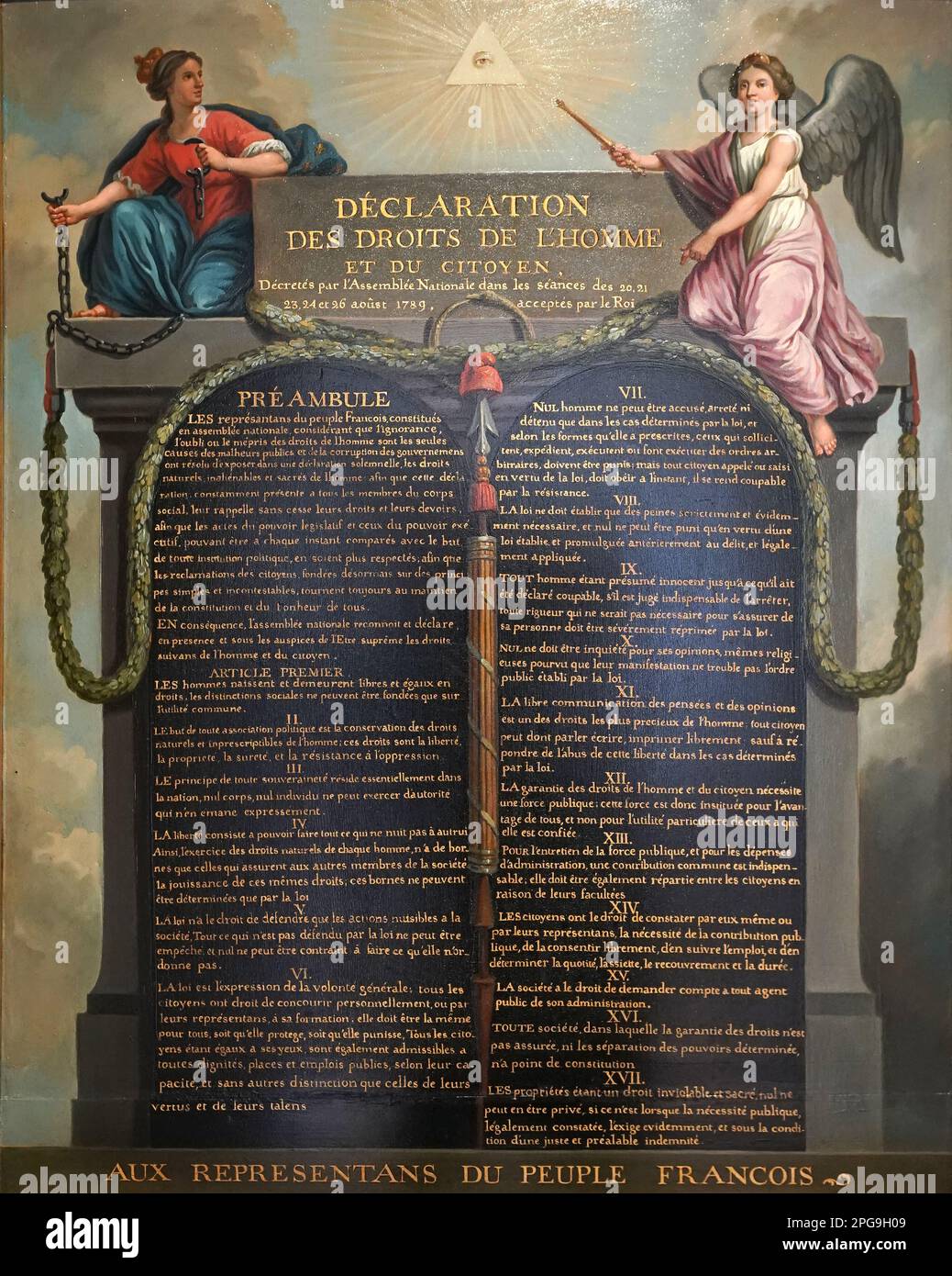 Erklärung der Menschen- und Bürgerrechte, 1789 (Öl auf Leinwand) (18. Jahrhundert) Stockfoto