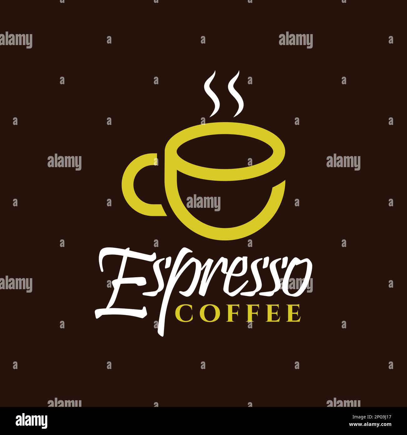 Logo für Espresso-Kaffee C E Becher Tasse heißer Tee Café Getränke Stock Vektor
