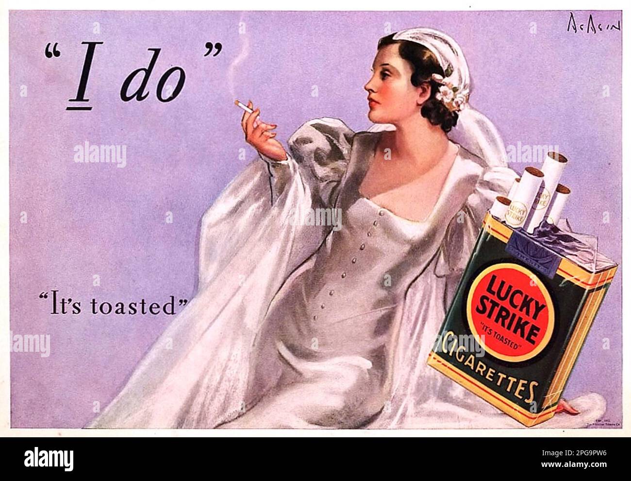 GLÜCKSSTREIK-Werbespot für die amerikanische Zigarettenmarke um 1925 Uhr Stockfoto